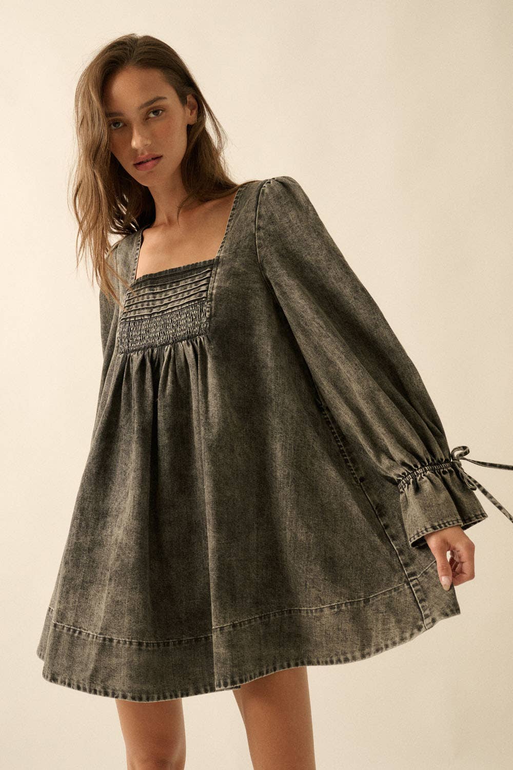 denim babydoll dress