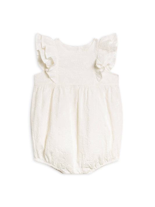 eyelet ruffle bubble romper