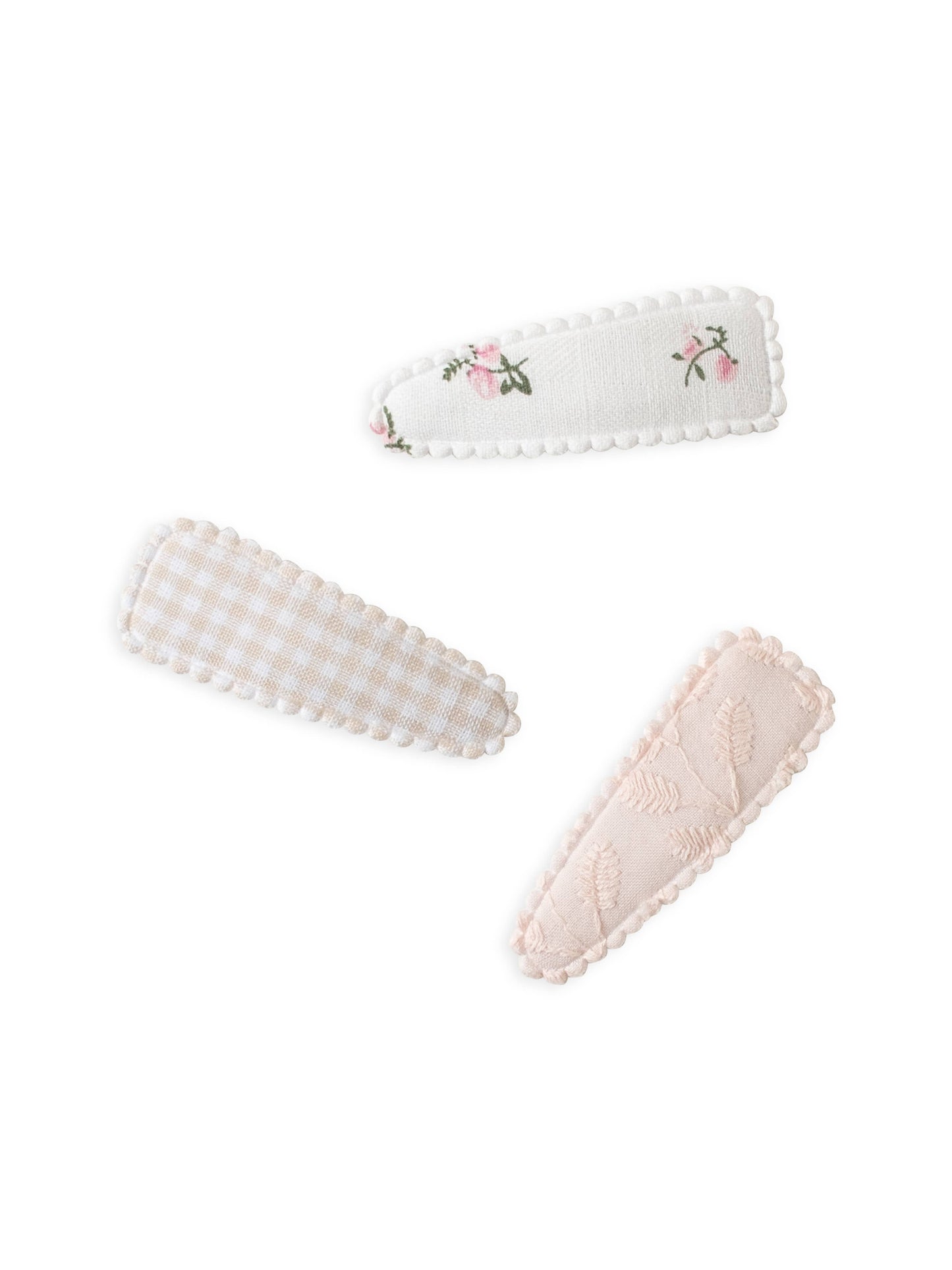 ivory floral baby hair clips 3 pack