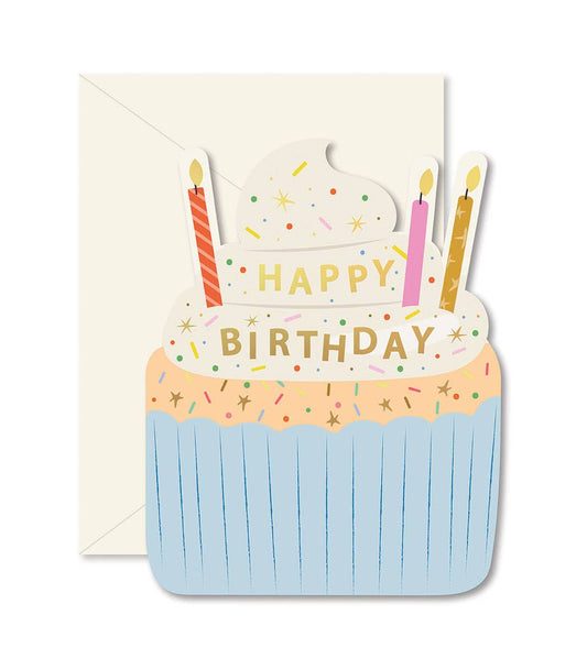 birthday cupcake die-cut folded greeting card