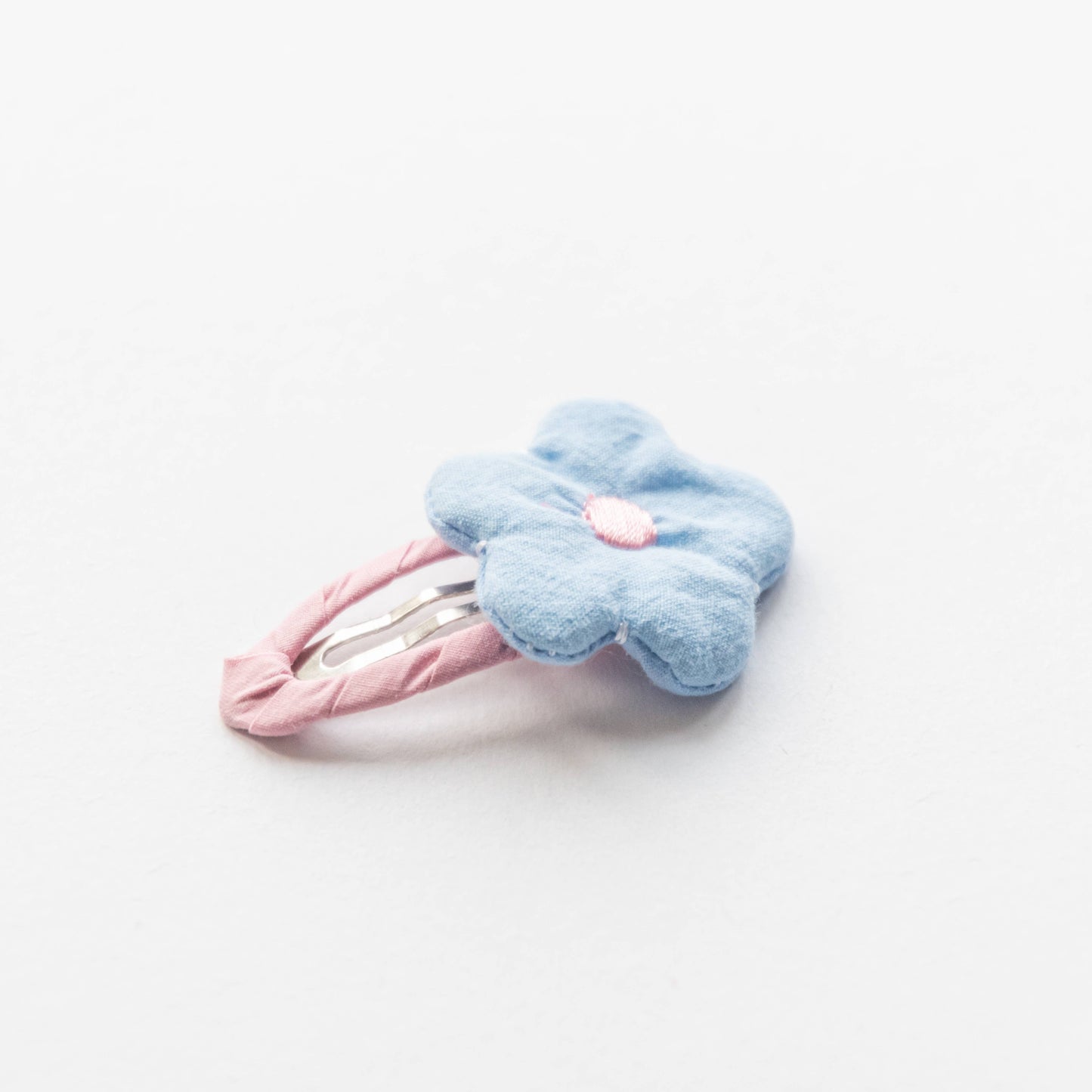 blue flower fabric snap clip