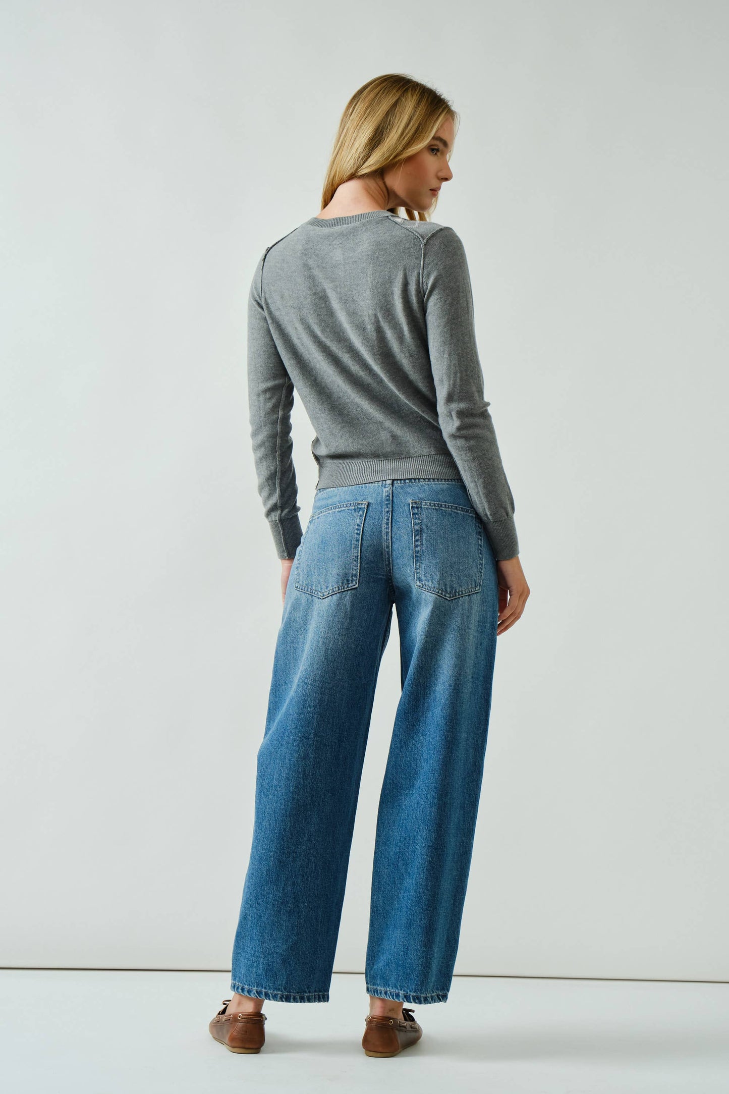 comfy slim semi barrrel pants
