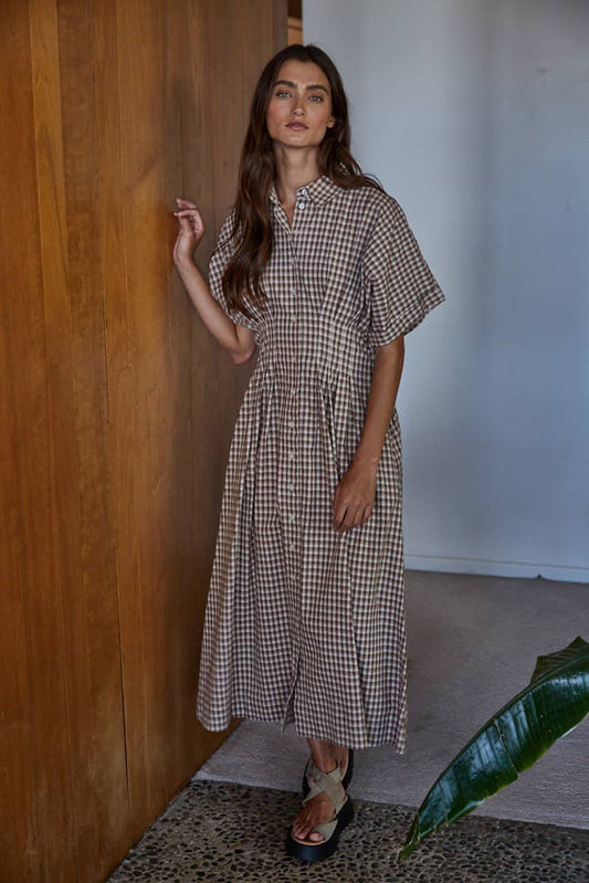 button down flare maxi