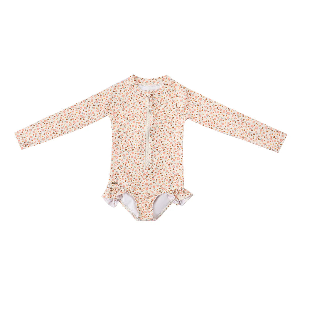 long sleeve rashgaurd ruffle swimsuit
