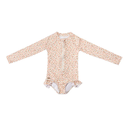long sleeve rashgaurd ruffle swimsuit